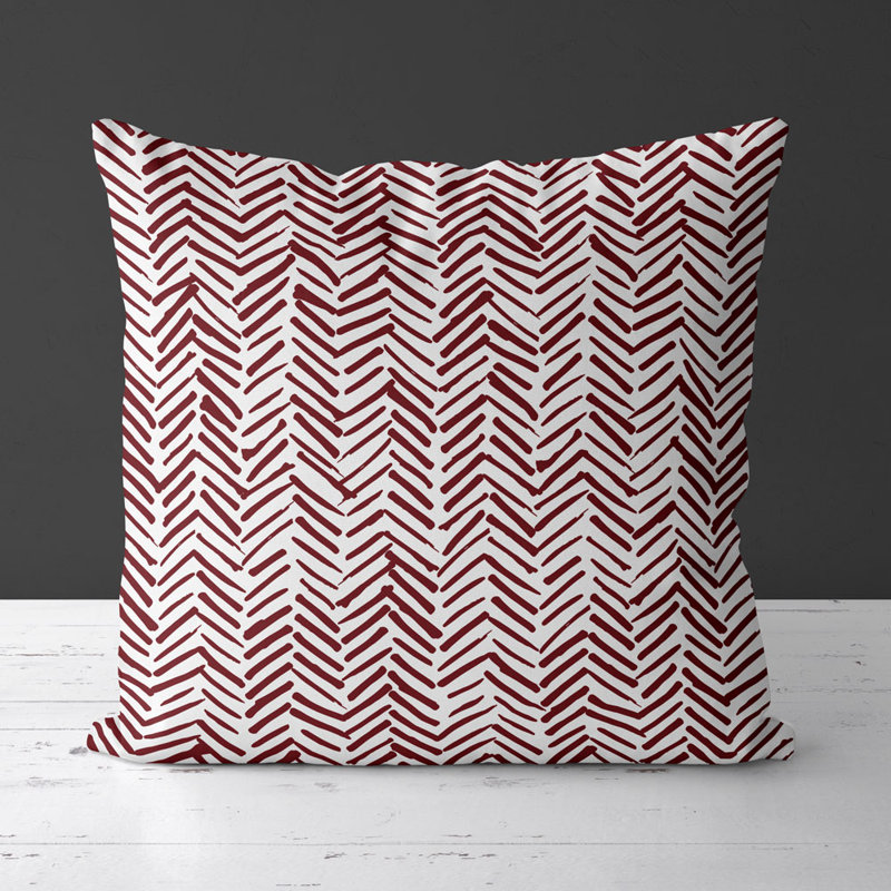 Housse de coussin carrée Simas, Rouge / Blanc