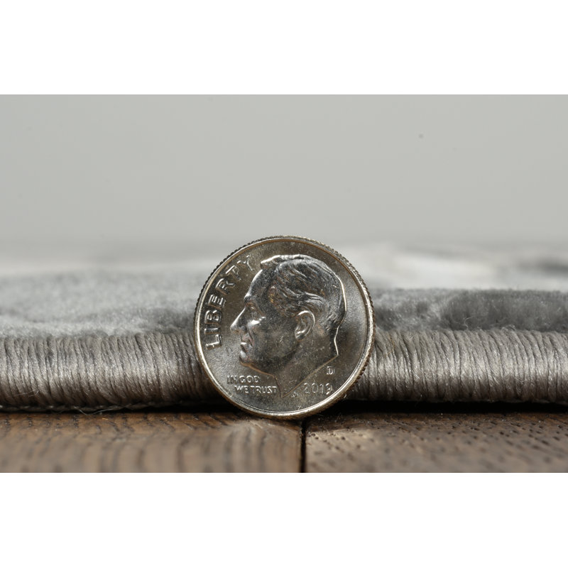 Tapis gris à motif géométrique Shamo, Rond 8 pi