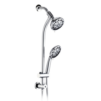 Système de douche à 7 réglages - Barre coulissante en acier inoxydable, double tête, fixation murale 7 fonctions