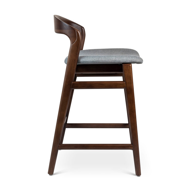 Modern Brazilian Velma Counter Stool, Counter Stool (25.25" Seat Height), Crafted Glaze Performance Boucle