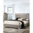 Taupe Transitional Bed For Eastern King Size, Led - Ornamental Headboard, Metal And Engineered Wood Bedframe With Vertical Handles Dull Finish Contemporary Built In On Finished Of Wood, Ideal Bedroom-963706168-963706172