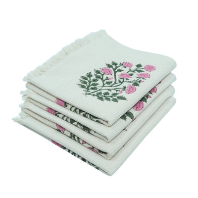 Bloc de 10 gaufres à motif floral tissé en bloc de 10 x 10 po