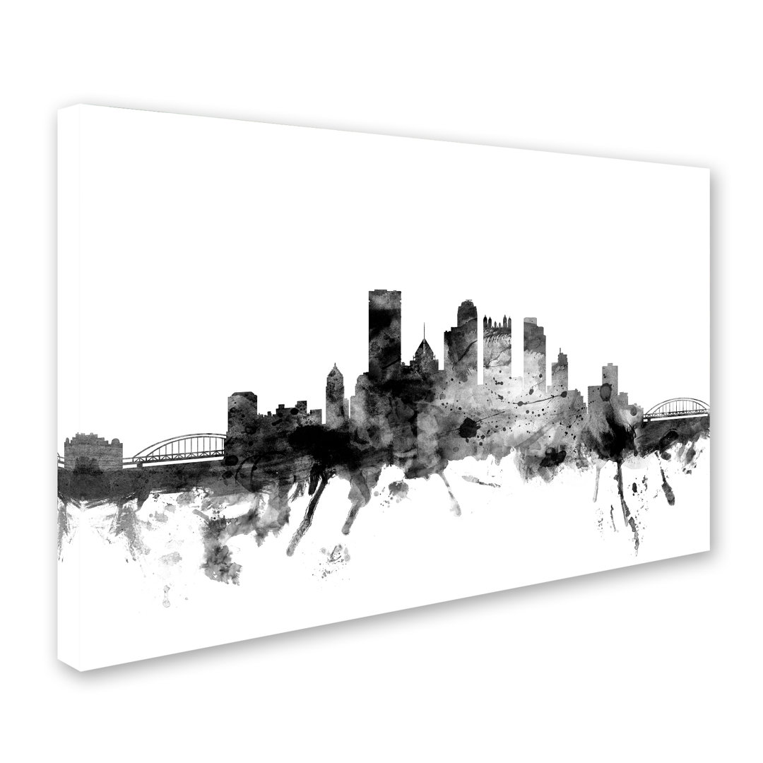 'Pittsburgh PA Skyline' Graphic Art on Wrapped Canvas Ivy Bronx 