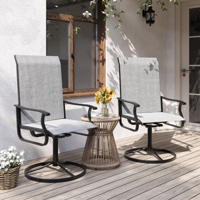 2-Piece Outdoor Swivel Patio Dining Chairs