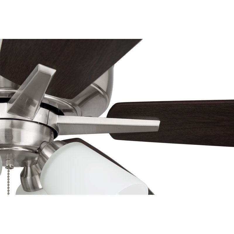 Lauresha 60'' Ceiling Fan with Light Kit, Brushed Polished Nickel/Tan