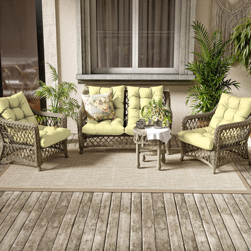 Outdoor/Indoor Seat / Back Cushion, Light Yellow, 21” W x 21“ D 