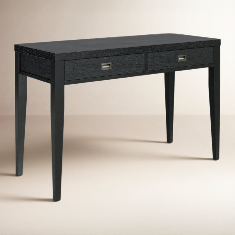 Bureau en bois massif Ailey, Noir, noir, noir, noir