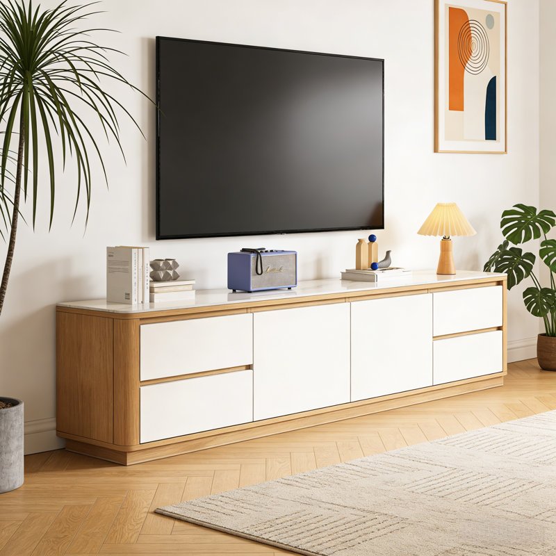 Meuble télé moderne et tendance, Blanc / bois noueux