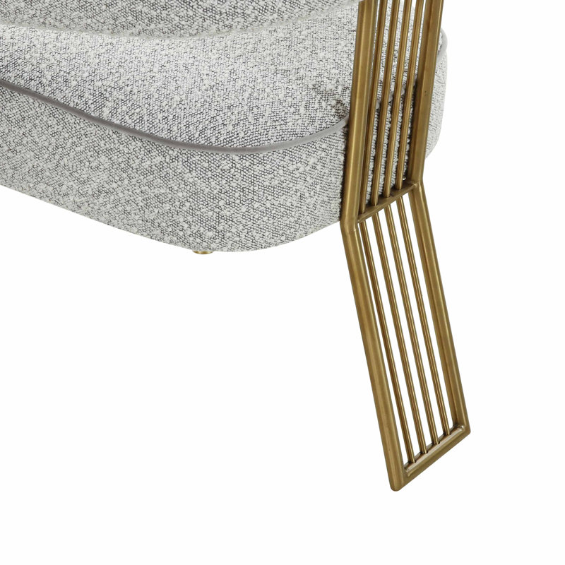 Chaise d'appoint rembourrée en lin, gris, Gris / Or