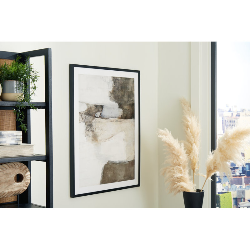 Aldricton 30" x 40" White and Brown Abstract Canvas Wall Art