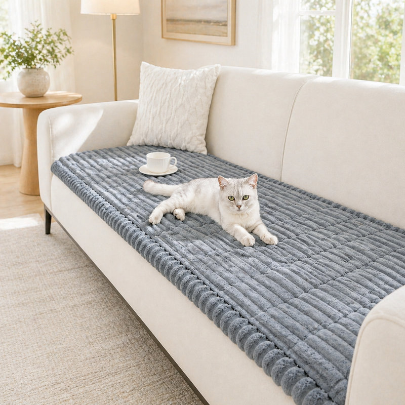 Housse pour canapé à coussins carrés, H 1,2 po x l 70,9 po x P 27,6 po, Gris clair