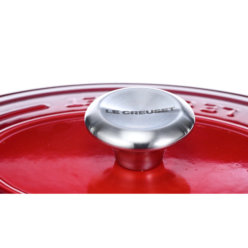 White Enameled Cast Iron Oval Dutch Oven with Lid