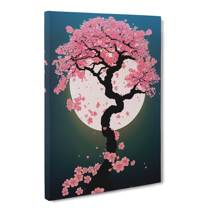 Cherry Blossom Tree Moon - Wrapped Canvas, 76cm H x 50cm W x 3cm D