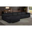 Canapé modulaire en forme de L en cuir véritable 4 pièces NOIR avec 1 fauteuil inclinable électrique et appuis-tête réglables NOIR-133069865-133069861