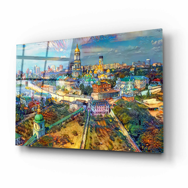 «Kyiv UK City» par Pierre Gavidia - peinture sans cadre, H 12 po x l 16 po x P 0,2 po