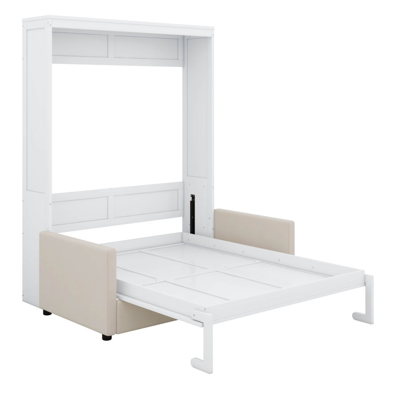 Grand lit escamotable avec coussin Ellwyn, Blanc