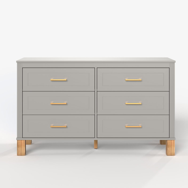 Commode double en bois massif 47,24 po Jada, Gris