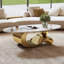 Table basse contemporaine, centre ovale en faux marbre