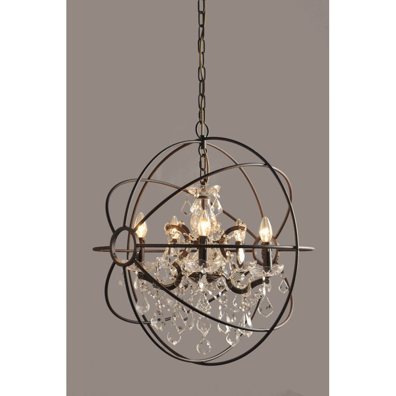 Lustre de globe 5 lumières façon bougie style bougie Oak Park