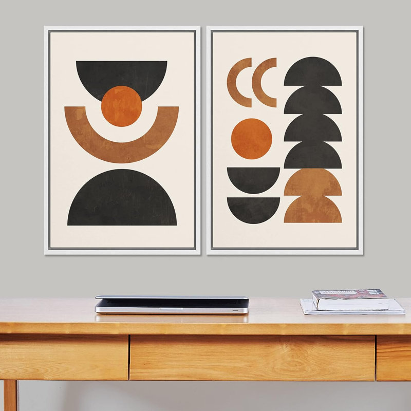 Art moderne bohème de style abstrait Mid-Century, Blanc, H 36 po x l 24 po