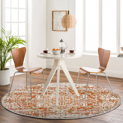 Burnt Orange Traditional Rug, Bordered Floral Rug For Living Room, Dining Room, Bedroom