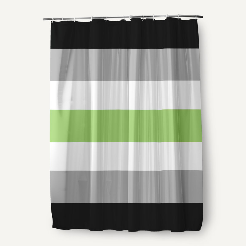 Rideau de douche en polyester durable inclusif, Noir / blanc / vert / gris