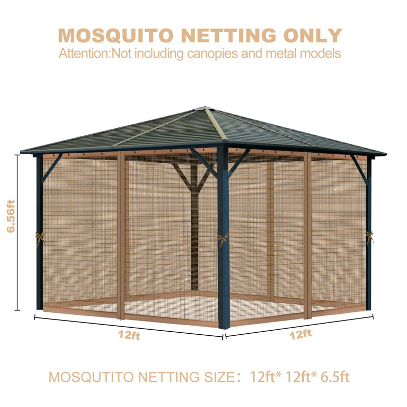 Moustiquaire de remplacement pour abri de jardin, H 78,00 po x l 144,00 po x P 144,00 po