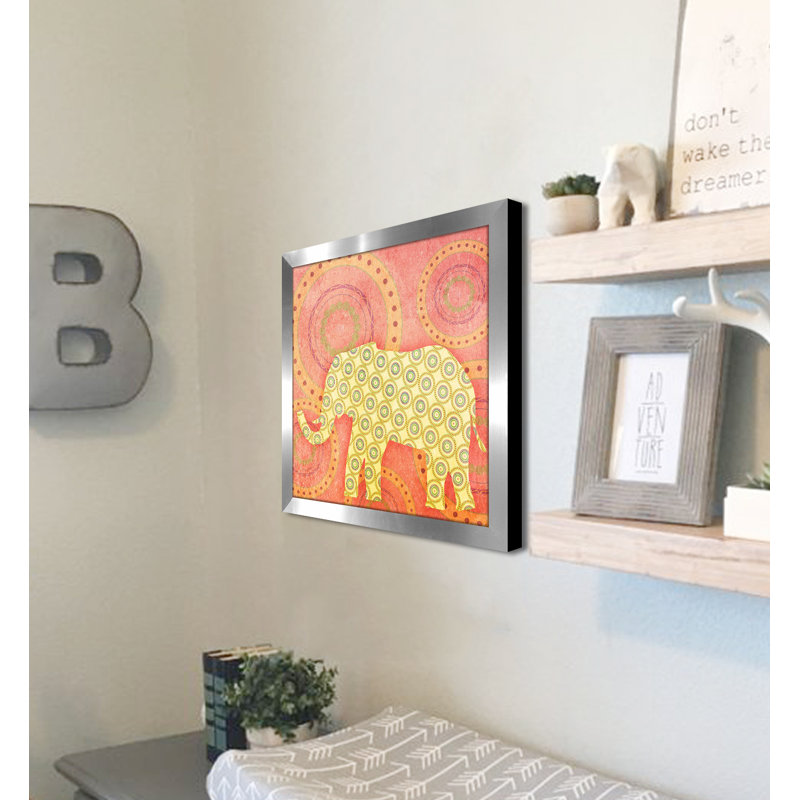 «Elephant», reproduction, H 13,5 po x l 13,5 po x P 1 po, Cadre argenté