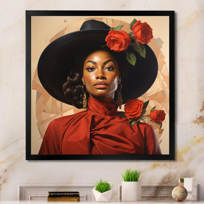 Portrait de femme roses rouges - art mural afro-américain