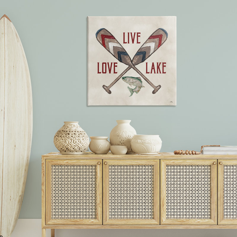 Art mural sur toile Live Love Lake Oars par Elizabeth Medley, H 36 po x l 36 po