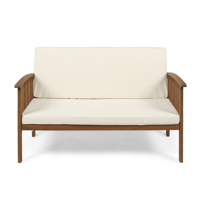 Nobhill 53.25'' Wide Straight Acacia Loveseat with Cushions