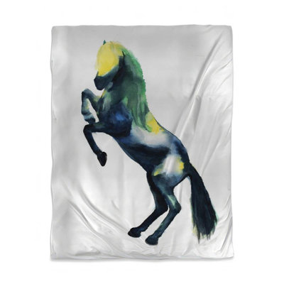 Housse de couette pour chambre d'animaux de ferme - décor de cheval de voeux bleu