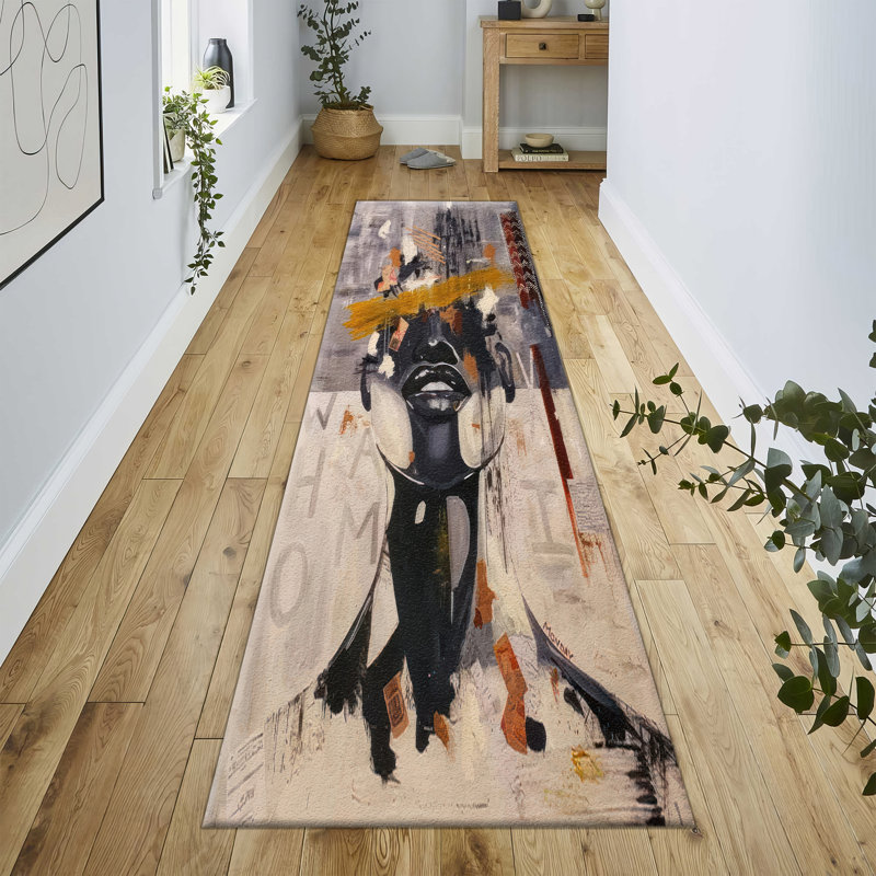 Decorative Non-Woven Minimalist Printed Rug with Geometric Monochrome Pattern Ideal for Contemporary Home Decor