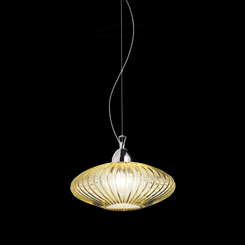 Mini-luminaire suspendu 1 lumière Lorella, ambre