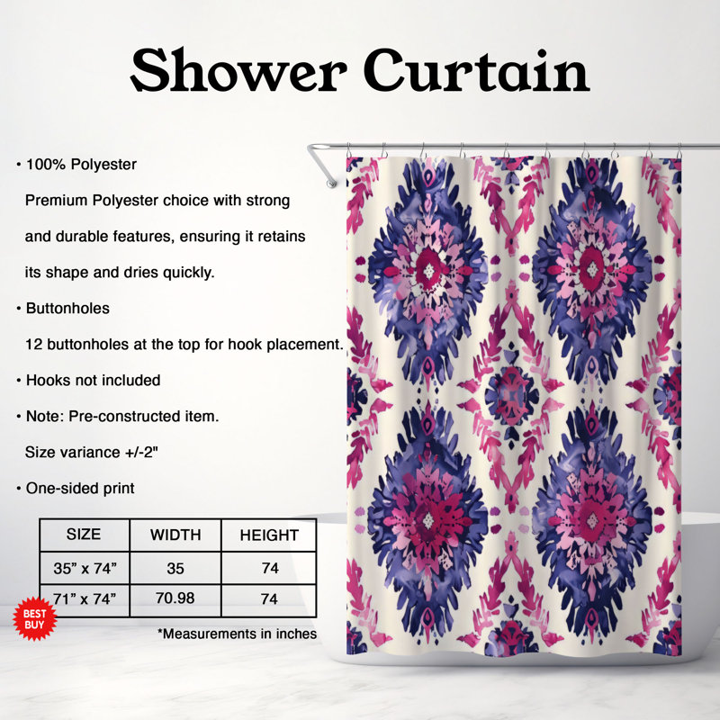 Rideaux de douche Boho, H 74 po x l 71 po