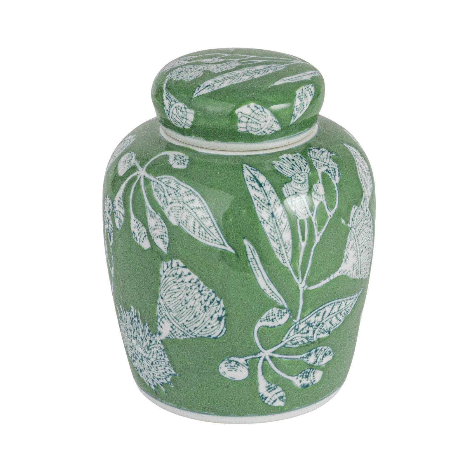 Chadwicks Ceramic Ginger Jar, 2.99" H x 10.63" W x 7.88" D, Green