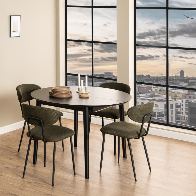 McGuffey Extendable Round Dining Table, Black