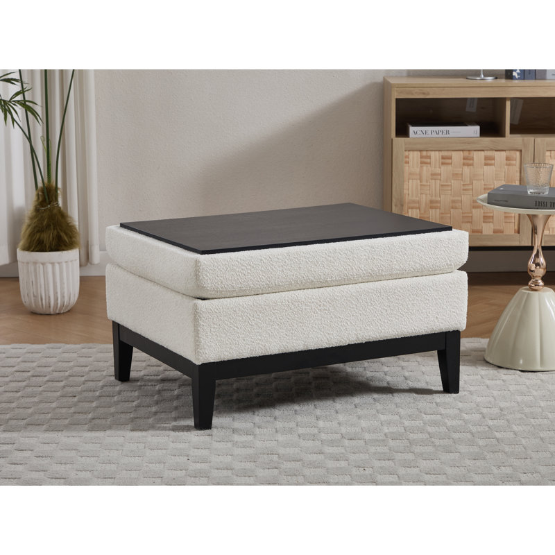 Repose-pieds avec rangement l 33,85 po, Noir, noir, noir, noir, Ivoire ivoire