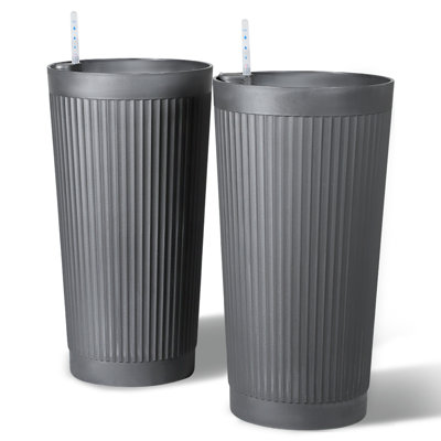 Tall Planter Box Set of 2- Large Indoor and Outdoor Planters for Front Porch and Patio