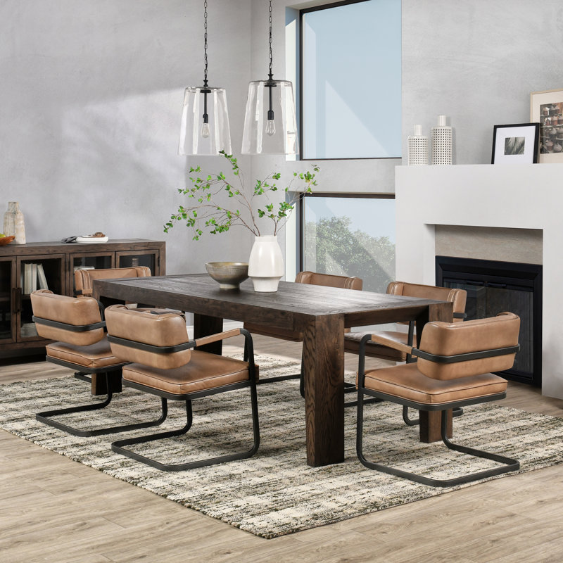Fonda Leather Dining Chair, Tan/Black
