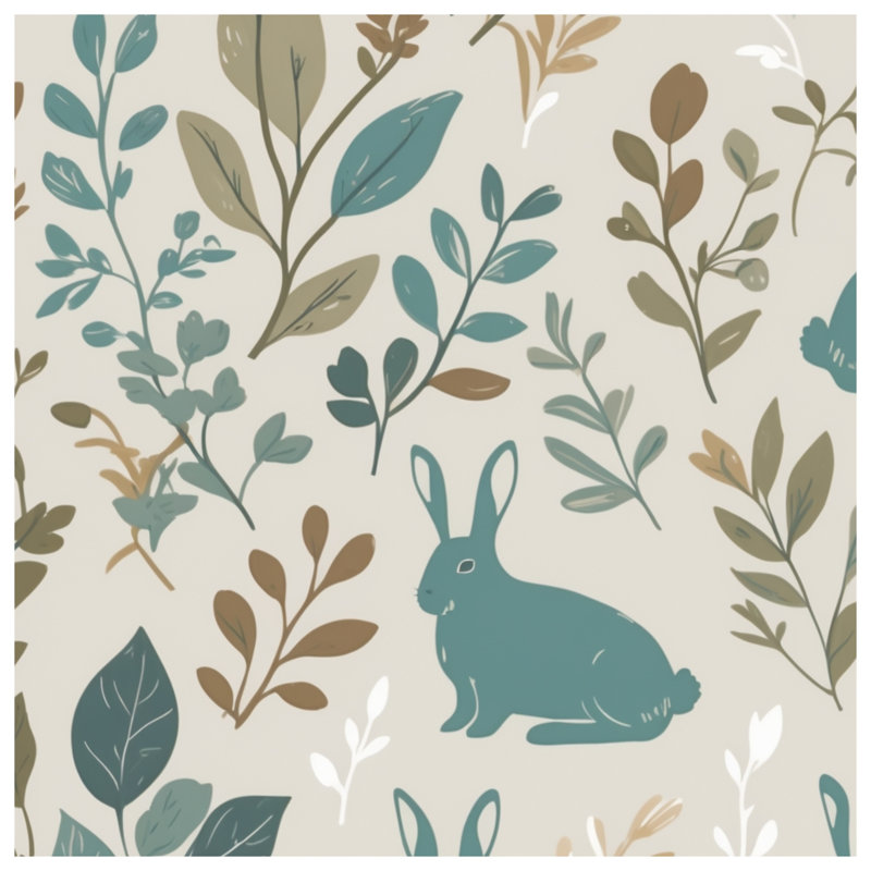 Rabbits With Floral Elements Blankets, 60in W x 80in H