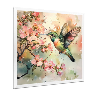 Hummingbird In The Blossoms I - Art mural colibri