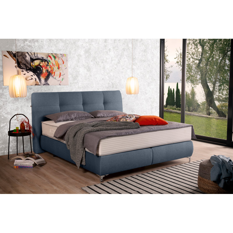 Boxspring Bed Vicky, Blue, Super King (6'), H2