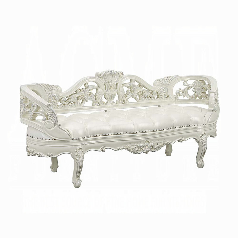 Transitional Bench With Antique White Finish