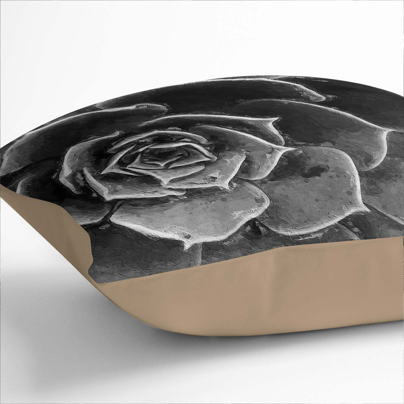 Floral Square Throw Cushion, Stone, 40cm H x 40cm W x 15cm D