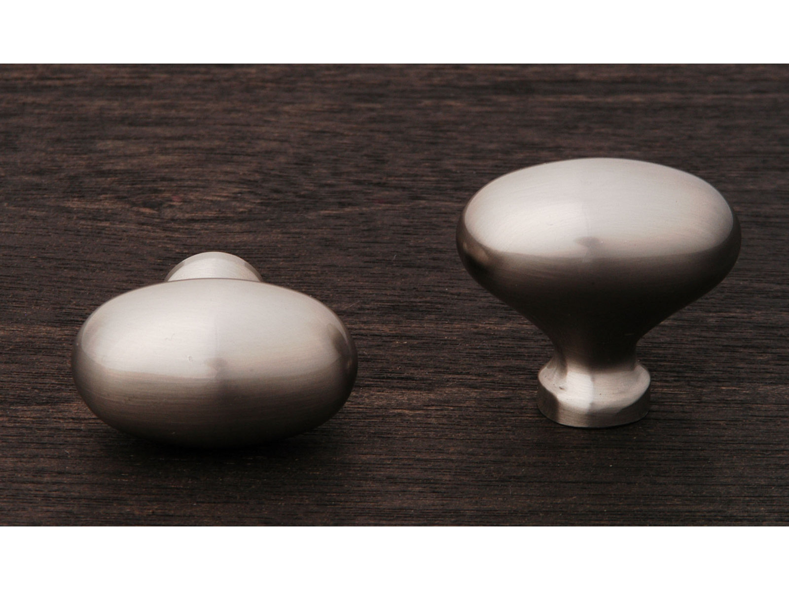 Plain Oval Football Knob CK Series, Satin Nickel 