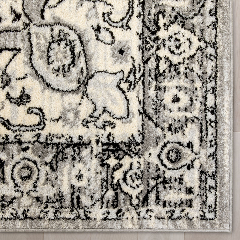 Mystic Arctic Bloom Gray and Ivory Oriental Area Rug