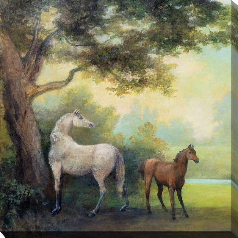 «Near the pasture» - Peinture, L 18 po x H 18 po, Toile tendue