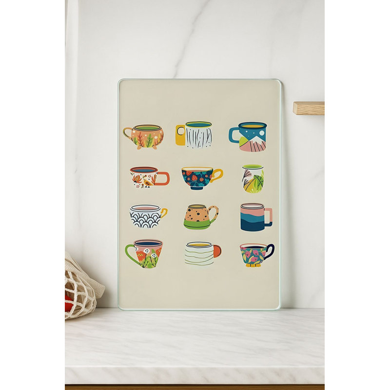 Premium Tempered Glass Cutting Board, 11.8 x 15.7 inches | 100% Antibacterial, Easy Clean Design with Non-Slip Silicone Feet | Ideal for Safe Food Preparation in Kitchen, Stylish & Functional