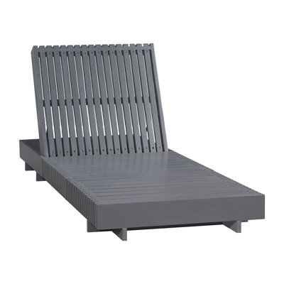 Chaise longue d'extérieur en bois d'acacia massif avec coussin hydrofuge 3 fois, capacité de 400 lb, chaise longue de patio moderne pour le jardin, au bord de la piscine